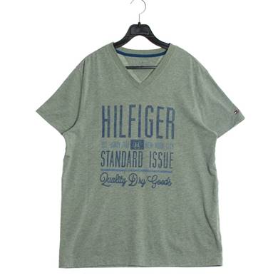 TOMMY HILFIGER 박시핏 브이넥 반팔 티셔츠